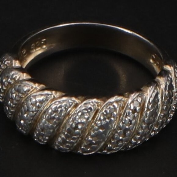 Auth Ross-Simons REAL Diamond Cluster Ring Sterling Silver Gold Vermeil DOME 6 - Picture 2 of 6